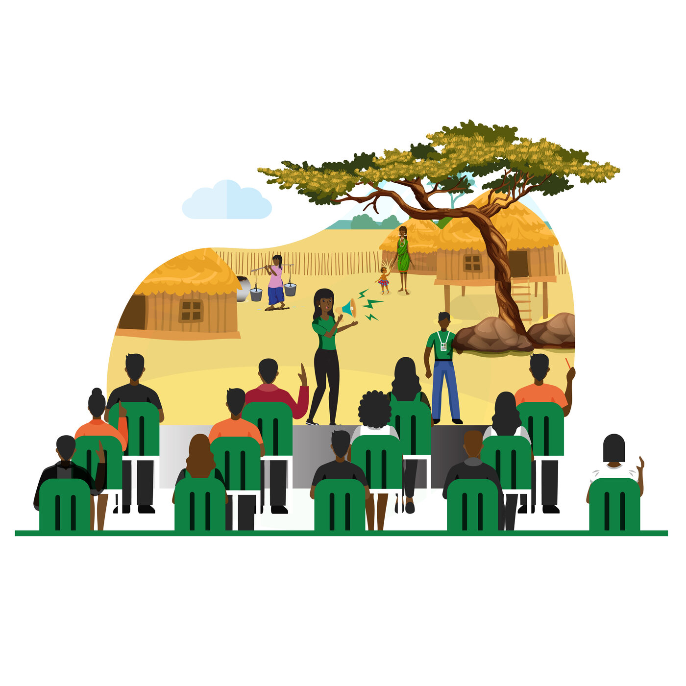 Farmers receiving training from Farmerline agents
